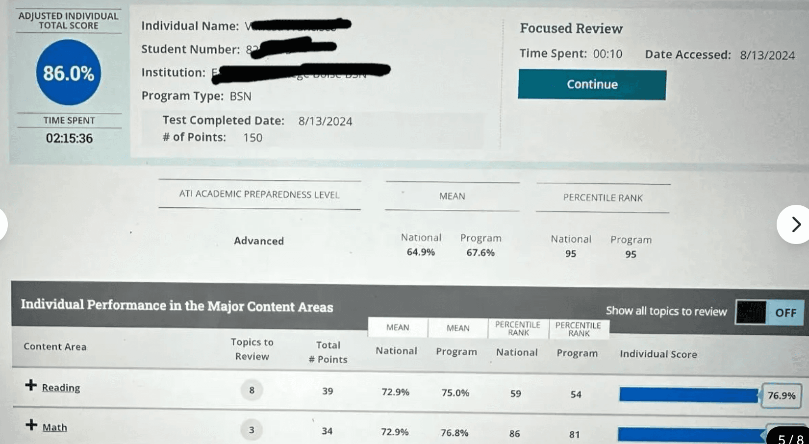 Student result