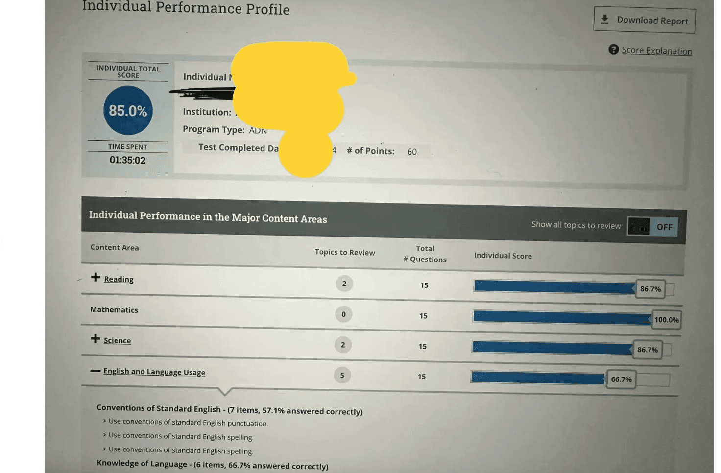 Student result